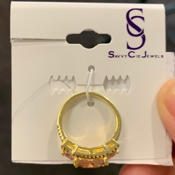 Savvy Cie 18K Gold Vermeil Radiant Cut 3Stone Ring - Picture 3 of 16